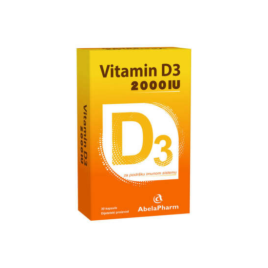 Vitamin D3 2000 IU Abela Pharm, 30 kapsula; 1+1 GRATIS