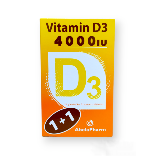 Vitamin D3 4000 IU Abela Pharm, 30 kapsula; 1+1 GRATIS